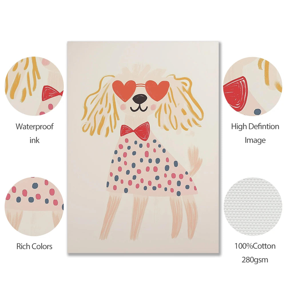 Playful pups on canvas bring whimsical charm to your little one's bedroom or teen's hangout space. These adorable doggy designs add a pawsome touch to any playroom wall!