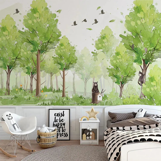 Transform your little one's room into a playful and inspiring oasis with the addition of this adorable bear in the Green Forest Friends Mural. Crafted with long-lasting, static-resistant paint, this eco-friendly design is free of formaldehyde and safe for your child..