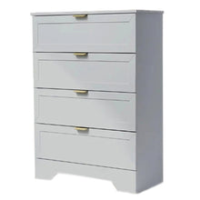 Load image into Gallery viewer, This modern grey 4-drawer dresser is constructed from strong, durable materials and features a built-in anti-topping device for extra safety. The overall environmental oil-paint gives the dresser a smooth and anti-scratch finish, as well as water resistance for long-term use. Perfect for bedrooms or living rooms.
