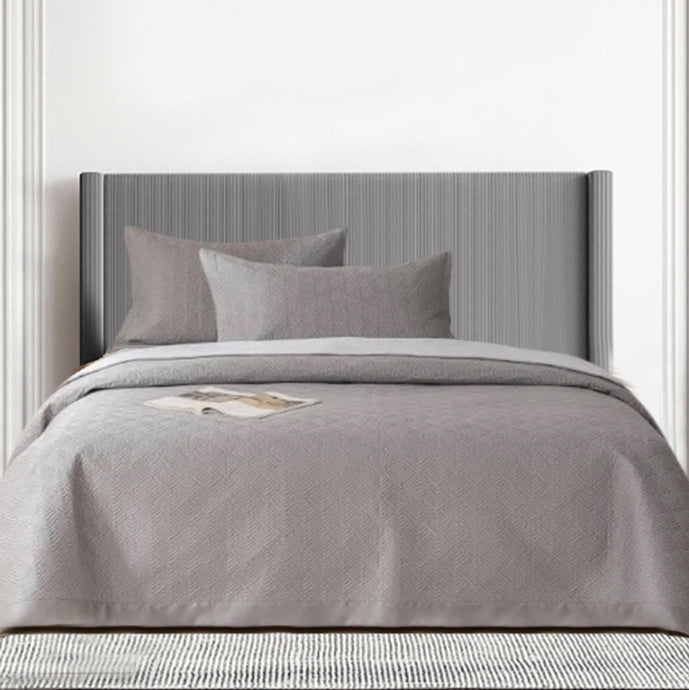 Enhance the comfort and style of your child's bedroom with our premium grey Tencel queen bedspread set. The silky, soft touch of the Tencel fabric creates a cozy and inviting sleep environment for your queen size bed. This 3-piece set is the perfect addition for a luxurious experience.  Quilt (Bedspreads): 96 x 98 inches (245 x 250 cm) Pillowcases/Pillow shams: 19 x 29 inches (48 x74 cm)