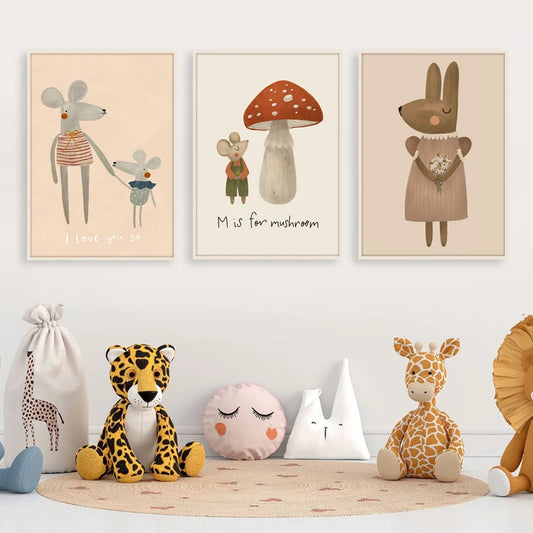 Transform your child's bedroom, nursery, or playroom into a whimsical world with our Retro Animals Wall Art. Choose from a variety of designs and sizes to find the perfect fit for your space. Please note that frames are not included.