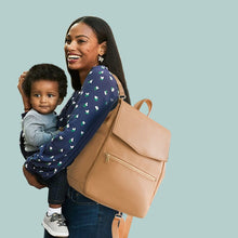 Load image into Gallery viewer, Transform into a stylish mom with this khaki diaper bag set, including a mummy bag, changing pad, coin purse, insulated pouch, and stroller strap. Convenience and elegance all in one!
