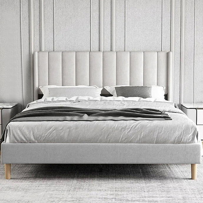 Transform your child's room into a cozy and stylish retreat with our Linen Bed Frame with Headboard! Available in multiple sizes, it's the perfect addition to their growing bedroom. With its sturdy construction and elegant design, your child will sleep soundly and wake up feeling refreshed, ready to take on the day. Give them the gift of a comfortable and beautiful bed frame that will last for years to come! 