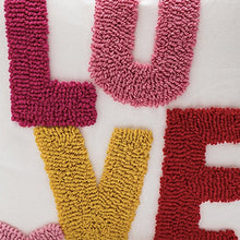 Load image into Gallery viewer, Comfort your little one with this cozy love pillow cover! Embroidered with a sweet &quot;Love&quot; declaration, this cover will make any bedroom or nursery pop with love - measuring at 17 x 17 inches (45cm x 45cm) and made of a linen/cotton blend, they&#39;ll be snug as a bug in a rug! Get it now and show your love! Insert not included.
