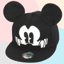 Load image into Gallery viewer, Mickey Mouse baseball hat in black or red for kids ages 18 months to 6 years. Choose an open or solid back.  Strap Type: Adjustable. Material: Cotton. Size: 19.68 - 21.25 inches ( 50cm-54cm).
