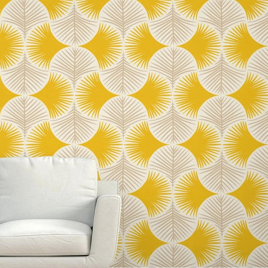 Elevate your kid's bedroom or playroom with the enchantment of our water-resistant, moisture-resistant, mold-resistant, and sound-absorbing yellow geometric wallpaper. Make a sturdy and practical area that sparks joy and amusement with this unique addition!