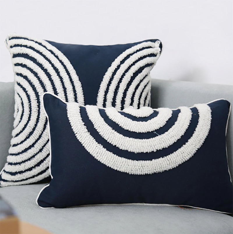 Decorate your children's bedroom with this stylish navy blue pillow cover! It is crafted to be soft and comfortable while being stylish enough to be a great addition to the room. Its embroidered pattern adds a touch of sophistication to your nursery or kids' bedroom. Select from yellow or beige colors and square or rectangular shapes for a truly customizable look. 