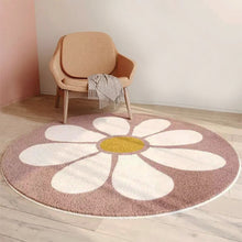 Load image into Gallery viewer, This vibrant, modern pink and white daisy rug will bring a cheerful touch to your child&#39;s playroom. Crafted from durable polyester fibers, it&#39;s soft to the touch and perfect for creating a cozy atmosphere. The perfect companion for your little one&#39;s bedroom or cloakroom, this kids&#39; carpet will add a touch of fun and style to your home.
