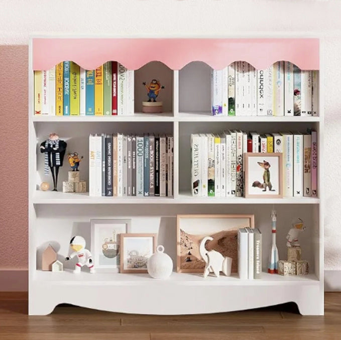 Enhance the aesthetic of your toddler's room with our White and Pink Wooden Bookshelf. Versatile for both nursery and playroom settings, this bookshelf adds a charming touch to your child's space. Dimensions: 39.4 