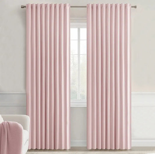 Crafted for children's bedrooms or playrooms, these back tab curtains in soft pink add a touch of elegance to your space. Each panel measures 52 inches wide and 84 inches long, making them perfect for any window size. Easily pair with various decor themes to elevate your room's modern aesthetic.