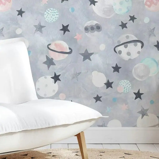 Make your child's room a fun and magical place with the Planetary Wallpaper. Crafted with high-quality materials, this wallpaper is a playful and unique addition to your child's bedroom or playroom. With this wallpaper, your child's imagination will take flight as they explore the wonders of the universe.