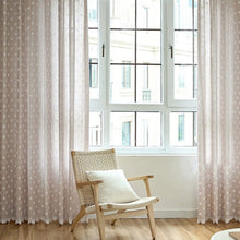 Load image into Gallery viewer, Introducing a classic and chic look to your space with the Polka Dot Single Curtain Panel. This delightful woven curtain panel features a subtle, sweet polka dot pattern with a selection between grommet, pull pleated or hook hanging application for a more personalized look. Crafted from a luxurious blend of cotton and polyester, this single panel is both stylish and durable. Add a touch of elegance to your home with this yarn-dyed panel.
