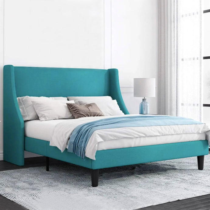 Cool and comfi teal green bedframe for your kids or teens bedroom. Kids and teens will love the vibrant teal color and the unbeatable comfort of this upholstered bed frame. Make their bedroom the coolest and most comfortable one in the house! Size: L 81.7 x W 53.4x H 44.9 inches Queen