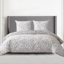 Load image into Gallery viewer, Transform your kid&#39;s or teen&#39;s bedroom with this stunning white and taupe leaves bedding set. Made from luxurious cotton, it is the perfect addition to any bedroom.
