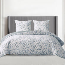 Load image into Gallery viewer, Transform your child or teenager&#39;s bedroom into a serene sanctuary with our stunning White and Blue Leaves Bedding Set. Made from soft, high-quality cotton and featuring a beautiful floral design, this set is the perfect addition to any bedroom. Available in multiple sizes.
