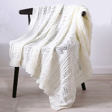 Load image into Gallery viewer, Bring the warmth of cozy comfort into your kid&#39;s bedroom with this soft, white knitted throw blanket! Crafted from light weight material, your little one can snuggle up in luxurious softness for a better night&#39;s sleep.  Size: 47 x 70 inches (120cm x 177cm)
