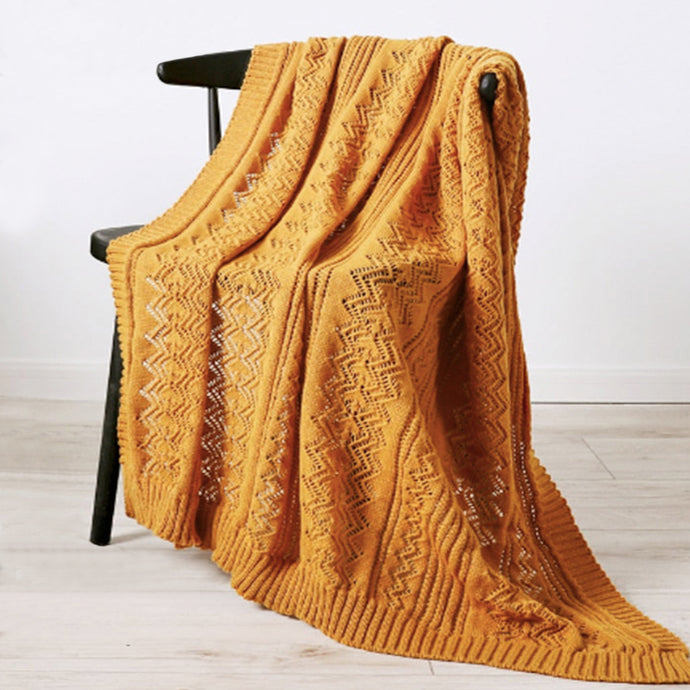 Bring the warmth of cozy comfort into your kid's bedroom with this soft, yellow knitted throw blanket! Crafted from light weight material, your little one can snuggle up in luxurious softness for a better night's sleep.  Size: 47 x 70 inches (120cm x 177cm) Material: 100% High Quality Acrylic Excellent light fastness Machine Wash: Color separate in a gentle cold water cycle. Tumble dry low, Low iron.