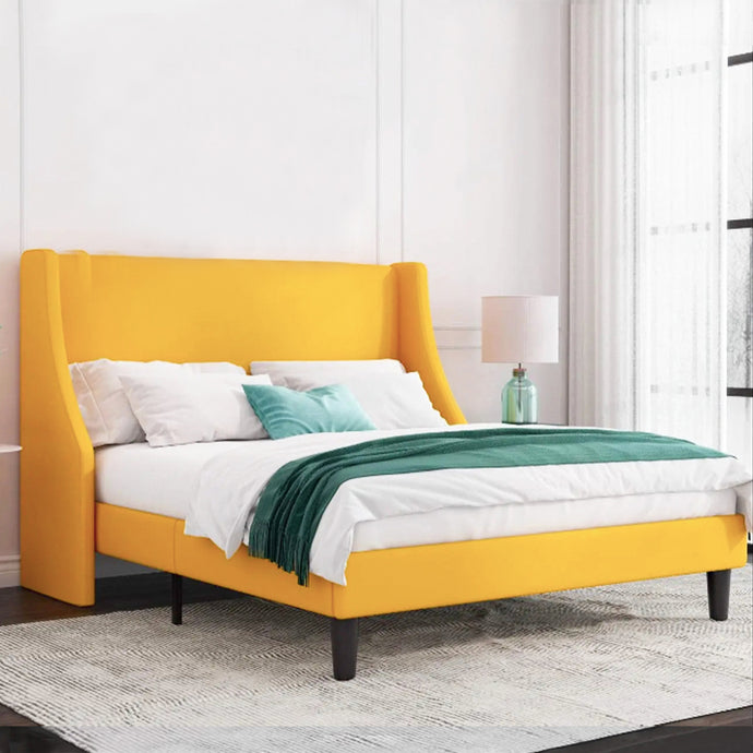 Super cool and comfi bedframe in yellow for your kids or teens bedroom. Transform their bedroom into a vibrant and cozy space with our stylish yellow bed frame. Give them a comfortable and fun place to rest and unwind in while adding a splash of color to their room.