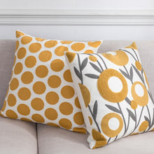 Load image into Gallery viewer, Accent your child&#39;s room with this beautiful embroidered dots pillow cover! Crafted to be ultra-soft and comfortable, it features a stylish yellow and beige pattern that will add a touch of sophistication to the room. Its charming dotted embroidered design will bring a truly unique look to your nursery or kids&#39; bedroom. Wow!
