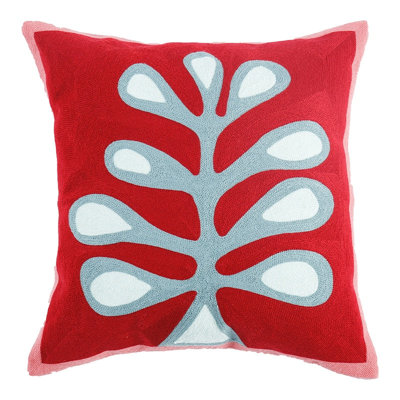 Decorate your children's bedroom with this stylish red botanical pillow cover! It is crafted to be soft and comfortable while being stylish enough to be a great addition to the room. Its embroidered pattern adds a touch of sophistication to your nursery or kids' bedroom. 