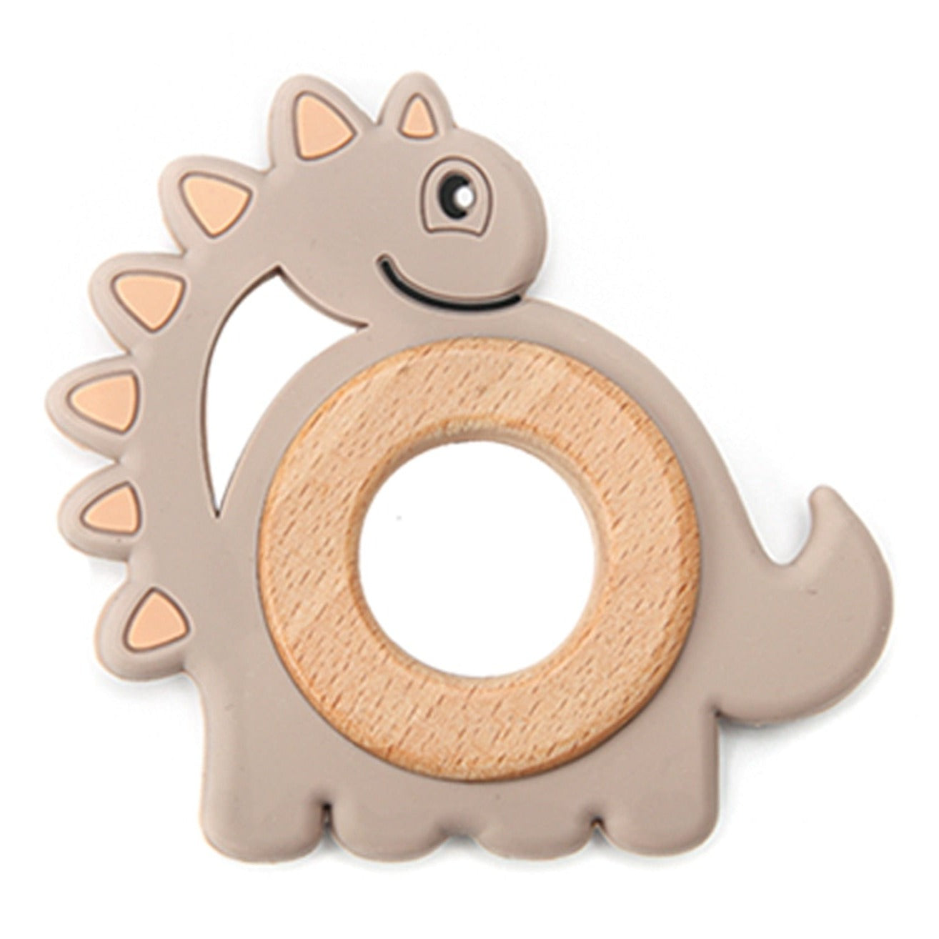 Dinosaur khaki silicone teether for your little baby or toddler. this teether is great for kids ages 6 months to 3 years. And don't forget it is a cute gift too!