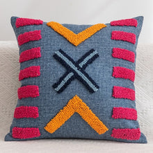 Load image into Gallery viewer, Style up your kid&#39;s bedroom with this modern pillow cover! This chic grey, pink and orange design is soft and comfortable, with a unique embroidered pattern that brings a sophisticated touch to your nursery or children&#39;s bedroom. Make it the perfect finishing touch to any room décor!
