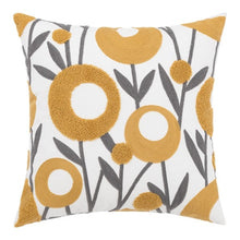 Load image into Gallery viewer, Decorate your children&#39;s bedroom with this stylish yelow and grey geometric floral pillow cover! It is crafted to be soft and comfortable while being stylish enough to be a great addition to the room. Its embroidered daisy pattern adds a touch of sophistication to your nursery or kids&#39; bedroom.   Size: 17.71. x 17.71 inches (45cm x 45cm)
