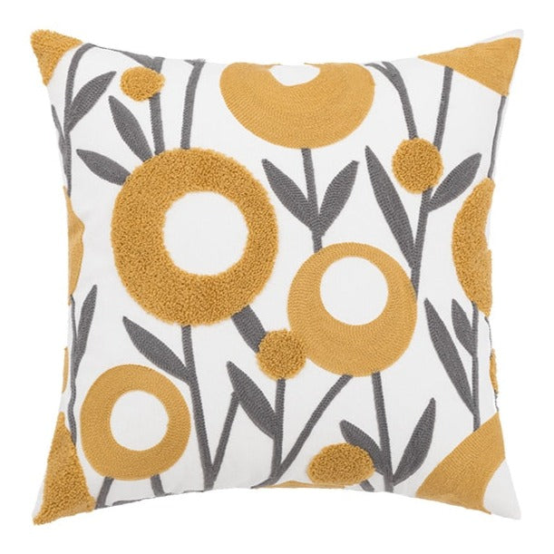 Decorate your children's bedroom with this stylish yelow and grey geometric floral pillow cover! It is crafted to be soft and comfortable while being stylish enough to be a great addition to the room. Its embroidered daisy pattern adds a touch of sophistication to your nursery or kids' bedroom.   Size: 17.71. x 17.71 inches (45cm x 45cm)