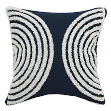 Load image into Gallery viewer, Transform your children&#39;s bedroom into a stylish, modern oasis with the navy blue semi circle pPillow cover! This soft, comfortable fabric features an embroidered pattern to add a hint of sophistication to any space. Get creative with the customizable color and shape options, and delight your little ones with a room they&#39;ll adore! Size: 17.71. x 17.71 inches (45cm x 45cm) Material: Cotton and Linen Technics: Woven Open: Zipper Solid color back Pillow insert (Filling) not included
