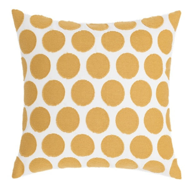 Accent your child's room with this beautiful embroidered dots pillow cover! Crafted to be ultra-soft and comfortable, it features a stylish yellow and beige pattern that will add a touch of sophistication to the room. Its charming dotted embroidered design will bring a truly unique look to your nursery or kids' bedroom. Wow!