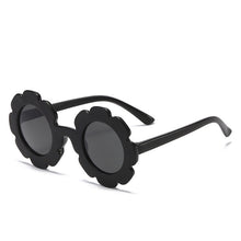 Load image into Gallery viewer, Black sunflower kids sunglasses for your little diva. These sunglasses are perfect for kids ages 3 to 9 years.
