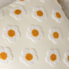 Load image into Gallery viewer, This embroidered daisy yellow or beige square or rectangular pillow cover is the perfect decorative pillow for your kids or baby bedroom. Solid color back. Pillow insert not included.  Technics: Woven  Size: 17.71. x 17.71 inches (45x45cm) or 11.81 x 19.68 inches (30 x 50cm) Pattern: Embroidered Open: Zipper Material: Cotton, Canvas and Polyester
