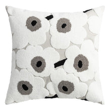 Load image into Gallery viewer, Transform their bedroom into a sophisticated and cozy setting with this stunning floral white and grey pillow cover! Embroidered with beautiful flowers and crafted to be super soft, this cover adds a touch of chicness to your little one&#39;s space - snuggle up for a blissful night&#39;s sleep!
