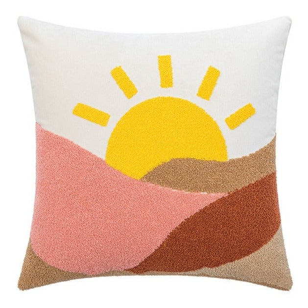 Bring a touch of sunshine to your little one's bedroom with this beautiful embroidered pillow cover! Soft and comfortable to the touch, this stylish pillow case features an embroidered pattern of a sunrise to add a touch of happy magic to the room. The perfect way to brighten any space!