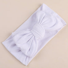 Load image into Gallery viewer, Sweet white bow knot head wrap for your 6 month to 3-year-old little girls. This baby and toddler headband comes in white, pink, amethyst, yellow, brown, green, blue and grey. Material: Cotton Blends. Size: 6.69 x 3.5 cm (17cm x 9cm).
