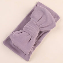 Load image into Gallery viewer, Sweet purple bow knot head wrap for your 6 month to 3-year-old little girls. This baby and toddler headband comes in white, pink, amethyst, yellow, brown, green, blue and grey. Material: Cotton Blends. Size: 6.69 x 3.5 cm (17cm x 9cm).

