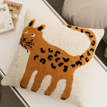 Load image into Gallery viewer, Cozy and soft knitted beige jacquard pillow cover for kids . Pillow insert not included.      size: 17.71 x 17.71 inches (45cm x 45cm)     Material: microfiber
