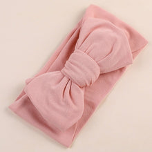 Load image into Gallery viewer, Sweet bow knot pink head wrap for your 6 month to 3-year-old little girls. This baby and toddler headband comes in white, pink, amethyst, yellow, brown, green, blue and grey. Material: Cotton Blends. Size: 6.69 x 3.5 cm (17cm x 9cm).
