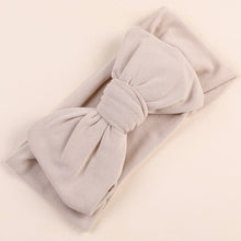 Load image into Gallery viewer, Sweet beige bow knot head wrap for your 6 month to 3-year-old little girls. This baby and toddler headband comes in white, pink, amethyst, yellow, brown, green, blue and grey. Material: Cotton Blends. Size: 6.69 x 3.5 cm (17cm x 9cm).
