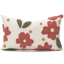 Load image into Gallery viewer, Decorate your children&#39;s bedroom with this stylish pink daisy pillow cover! It is crafted to be soft and comfortable while being stylish enough to be a great addition to the room. Its embroidered pattern adds a touch of sophistication to your nursery or kids&#39; bedroom.   Size: 11.81 x 19.68 inches (30 x 50cm) Material: Cotton and Polyester. Technics: Woven. Open: Zipper. Solid color back. Pillow insert (Filling) not included. 
