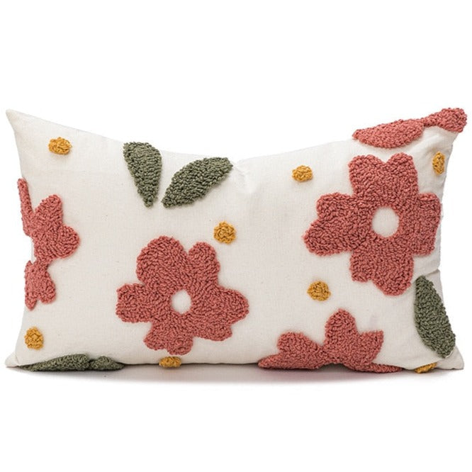 Decorate your children's bedroom with this stylish pink daisy pillow cover! It is crafted to be soft and comfortable while being stylish enough to be a great addition to the room. Its embroidered pattern adds a touch of sophistication to your nursery or kids' bedroom.   Size: 11.81 x 19.68 inches (30 x 50cm) Material: Cotton and Polyester. Technics: Woven. Open: Zipper. Solid color back. Pillow insert (Filling) not included. 