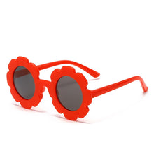 Load image into Gallery viewer, Red sunflower kids sunglasses for your little diva. These sunglasses are perfect for kids ages 3 to 9 years.
