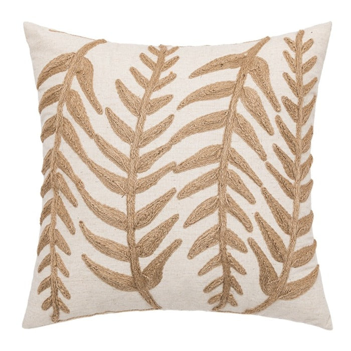 Step up your kid's room game with this fern taupe throw pillow! This soft and comfy cover features a sophisticated embroidered fern pattern, available in yellow or beige and square or rectangular shapes for tons of customization. Jazz up your nursery or little one's bedroom with a pillow that says, "I'm stylish but I don't take myself too seriously!"