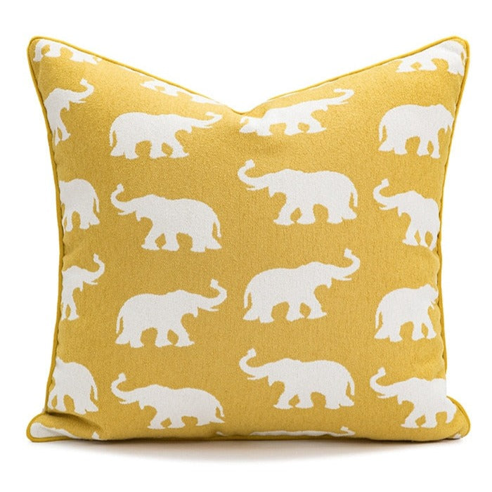 Decorate your children's bedroom with this stylish yellow elephant pillow cover! It is crafted to be soft and comfortable while being stylish enough to be a great addition to the room. Its embroidered daisy pattern adds a touch of sophistication to your nursery or kids' bedroom. Select square or rectangular shapes for a truly customizable look. Solid color back.