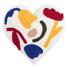 Load image into Gallery viewer, Surround your kid&#39;s room in love with this delightful white floral heart-shaped pillow! Hand-embroidered with cheerful details, its soft fabric provides cozy comfort. Transform the atmosphere of any bedroom or playroom with this charming accent! Size: 17.71 x 17.71 inches (45cm x 45cm) Material: Cotton and Polyester  Filling: Fiber
