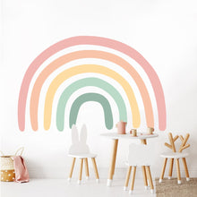 Load image into Gallery viewer, Large rainbow wall sticker for your kids bedroom. This removable Nordic 3D wall decal is a great way to decorated your kids bedroom or nursery. Simply peel and stick. Material:Non-Toxic PVC. Where to use: Use this sticker on a smooth surface.  View image with instructions on how to apply.

