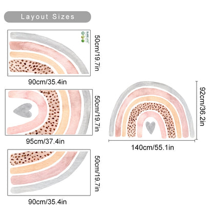 Large rainbow wall sticker for your kids bedroom. This removable Nordic 3D wall decal is a great way to decorated your kids bedroom or nursery. Simply peel and stick. Material:Non-Toxic PVC. Where to use: Use this sticker on a smooth surface.  View image with instructions on how to apply.