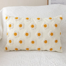 Load image into Gallery viewer, This embroidered daisy beige rectangular pillow cover is the perfect decorative pillow for your kids or baby bedroom. Solid color back. Pillow insert not included.  Technics: Woven  Size: 17.71. x 17.71 inches (45x45cm) or 11.81 x 19.68 inches (30 x 50cm) Pattern: Embroidered Open: Zipper Material: Cotton, Canvas and Polyester
