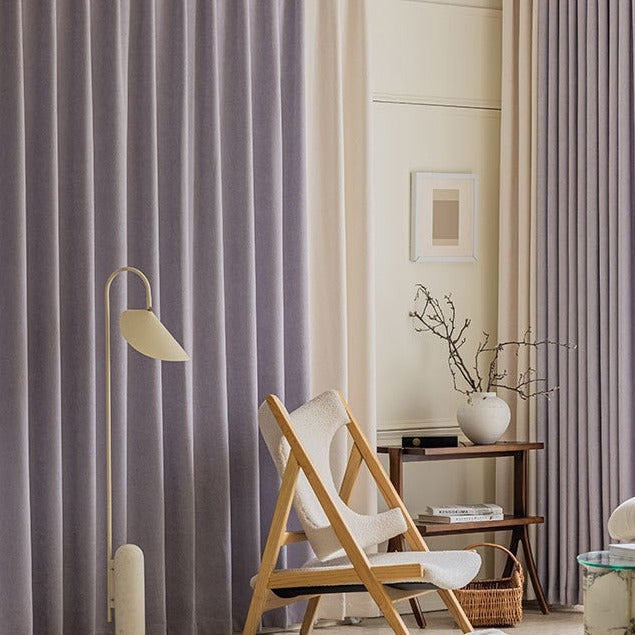 Beautiful woven lavender single curtain panel. Choose between a Grommet, Pull pleated or hook hanging application. Number of panels: 1 panel. Material: Polyester. Pattern: Yarn Dyed. Technics: Woven. High Shading 70%-90% no black-out. This curtain panel comes without accessories, hooks, beads, rods.