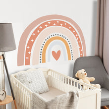 Load image into Gallery viewer, Large rainbow wall sticker for your kids bedroom. This removable Nordic 3D wall decal is a great way to decorated your kids bedroom or nursery. Simply peel and stick. Material:Non-Toxic PVC. Where to use: Use this sticker on a smooth surface.  View image with instructions on how to apply.
